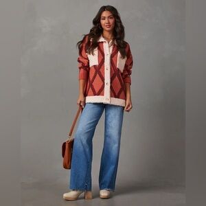 NWOT Vici Parkside Patterned Knit Jacket in Rust